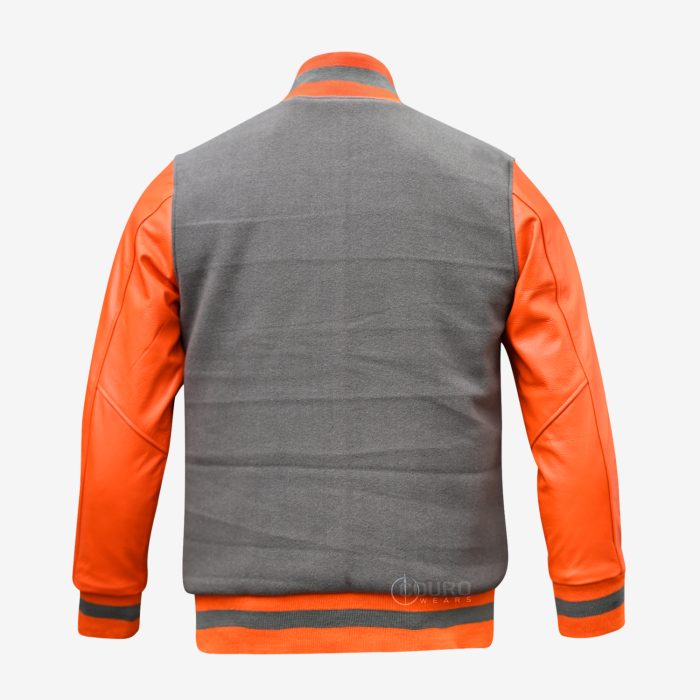 Grey And Orange Varsity Jacket
