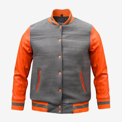 Grey And Orange Varsity Jacket