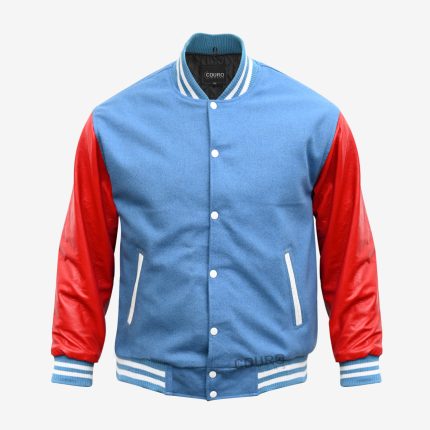 Light Blue And Red Varsity Jacket