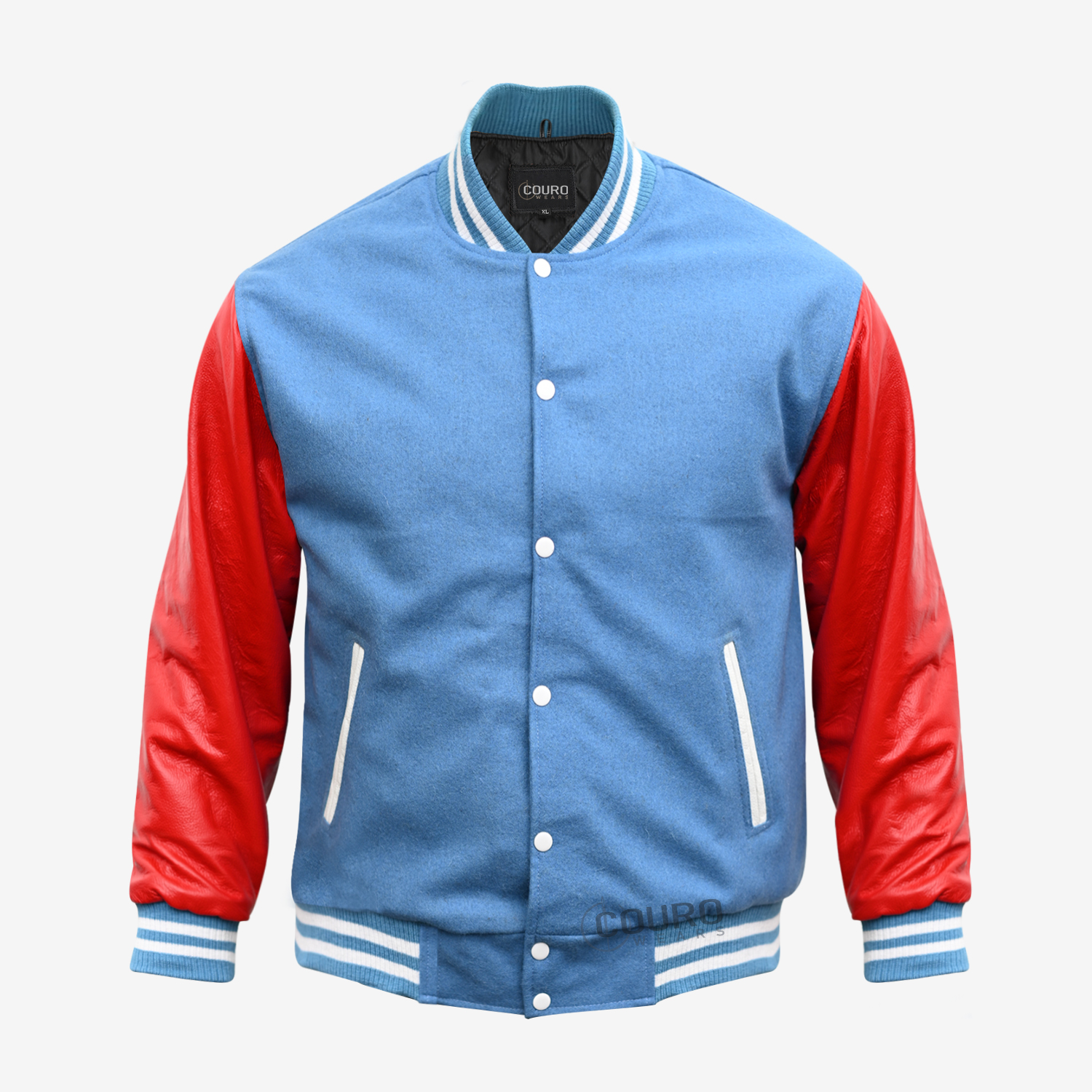 Light Blue And Red Varsity Jacket