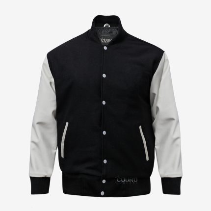 Black And White Letterman Jacket Men