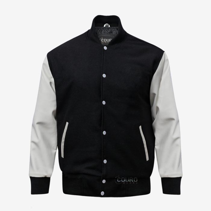 Black And White Letterman Jacket Men