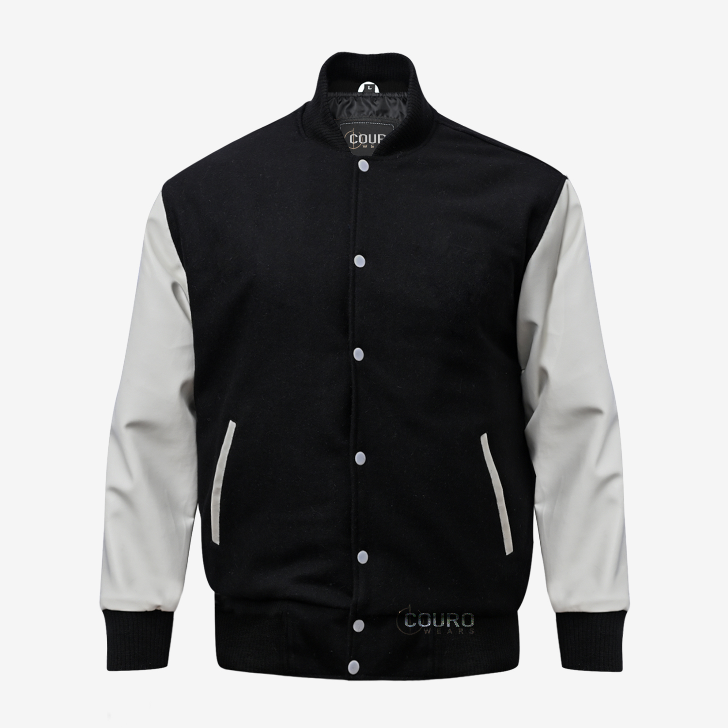 Black And White Letterman Jacket Men