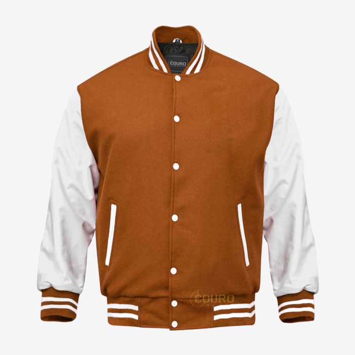 Brown And White Varsity Jacket
