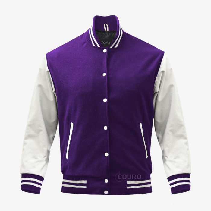 Purple And White Varsity Jacket - Image 1