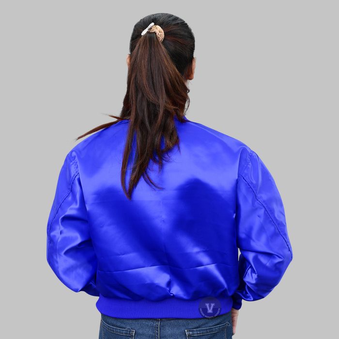 Blue Satin Baseball Jacket