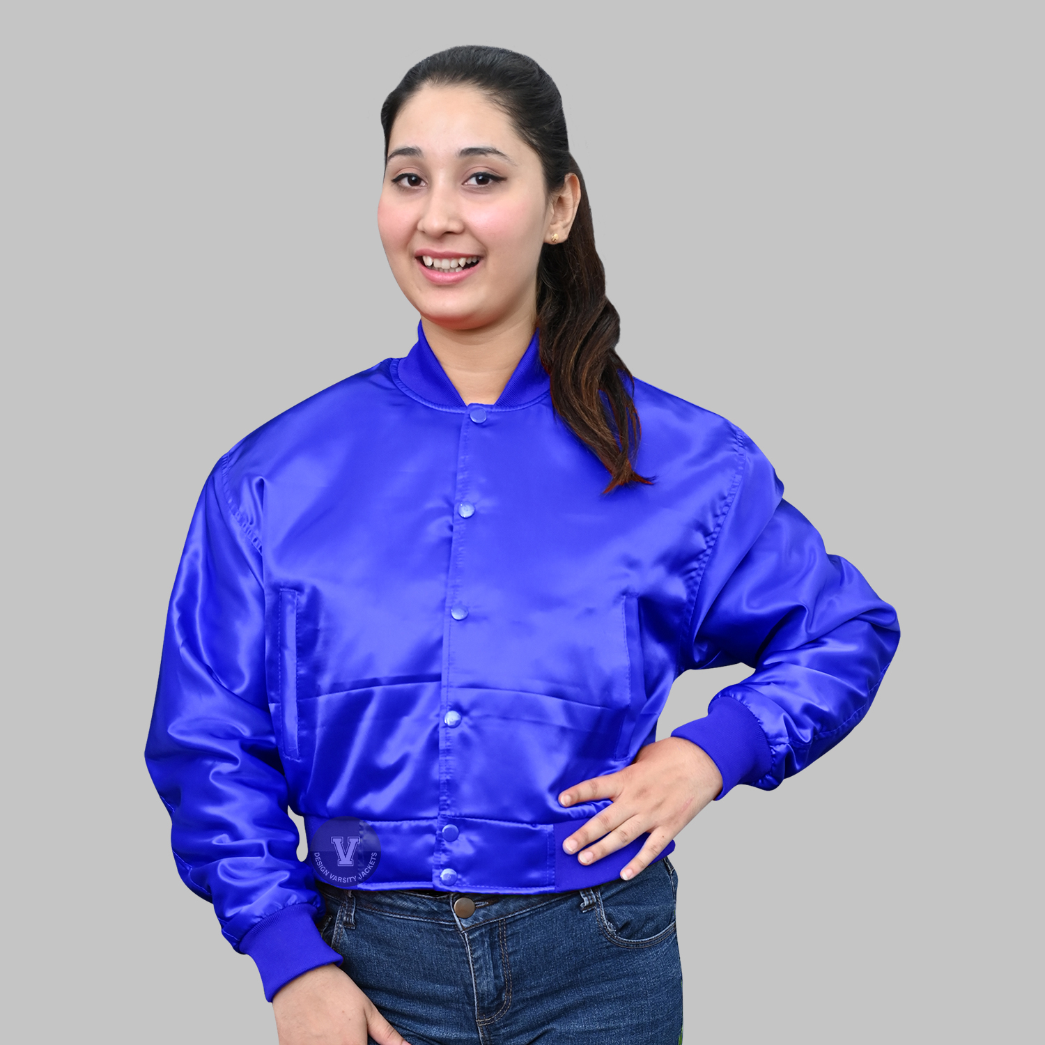 Blue Satin Baseball Jackets