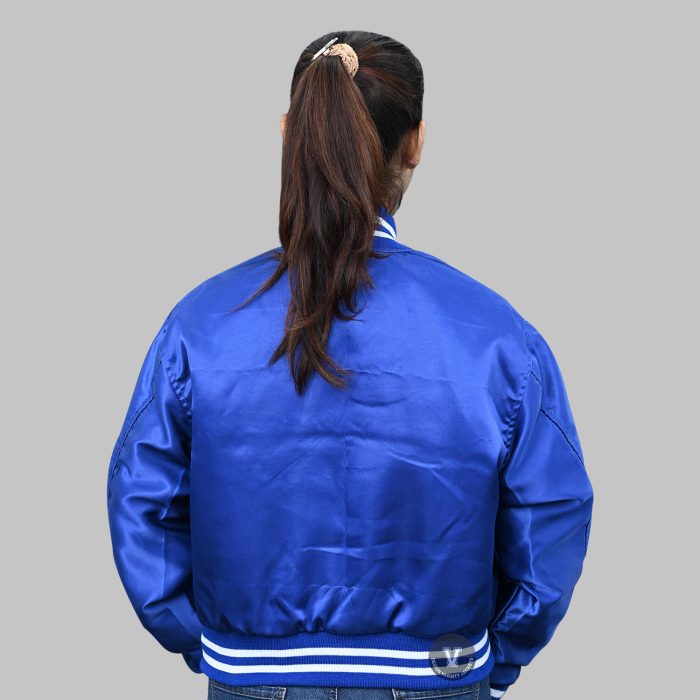 Blue Satin Varsity Jacket