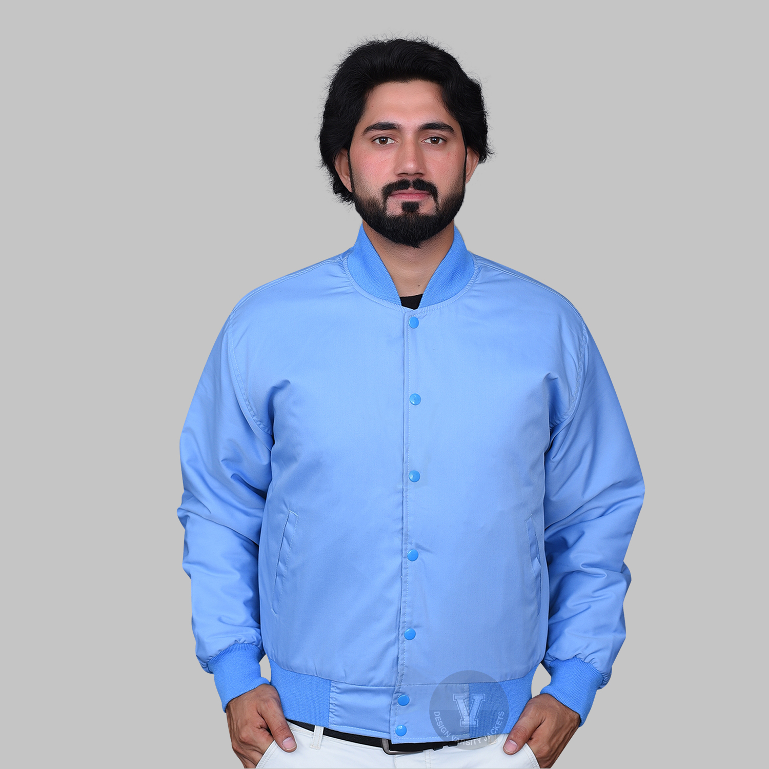 Sky Blue Varsity Jacket