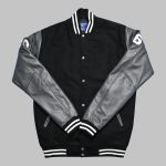 Varsity Jackets Black Wool And Gray Leather