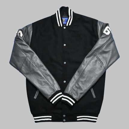 Varsity Jackets Black Wool And Gray Leather