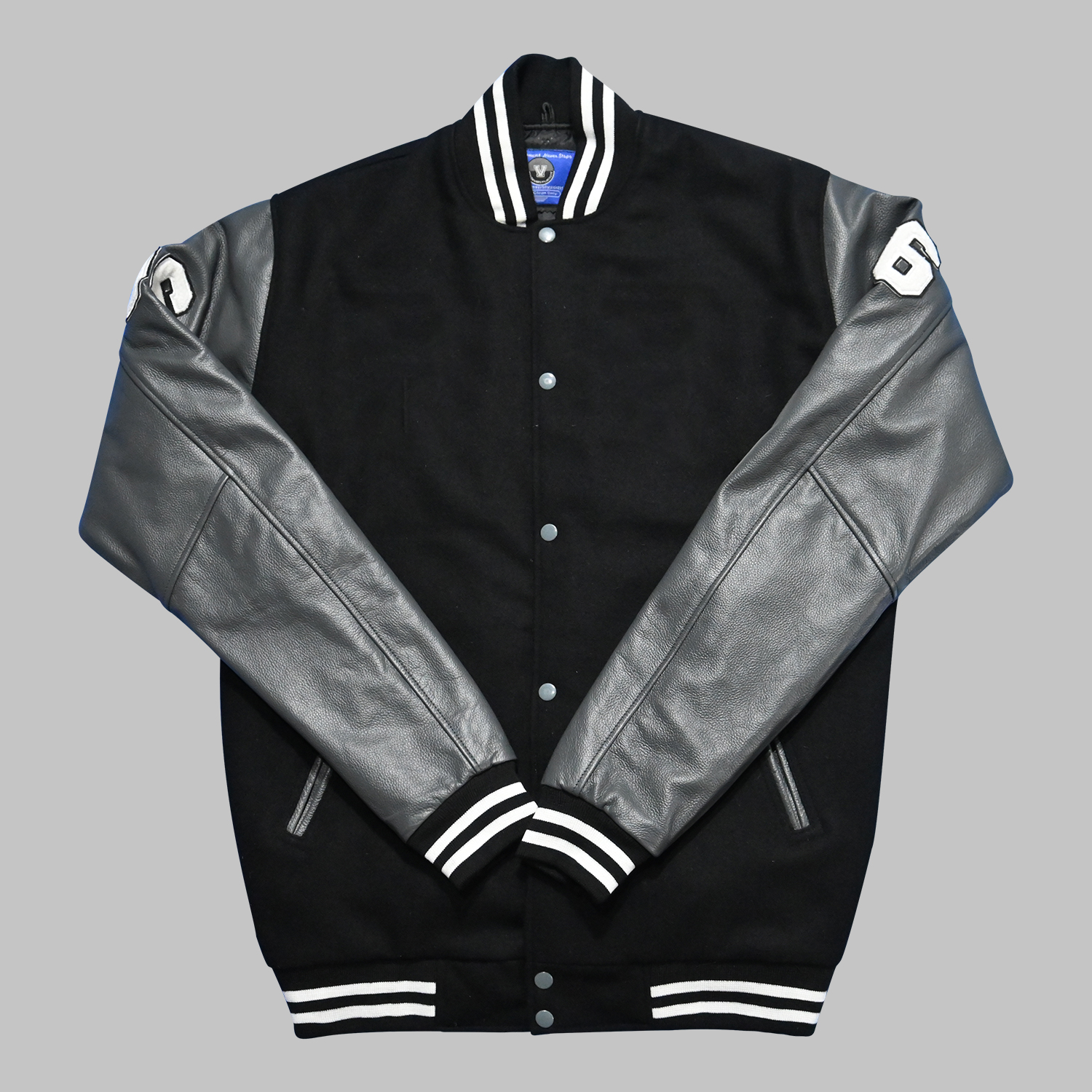 Varsity Jackets Black Wool And Gray Leather