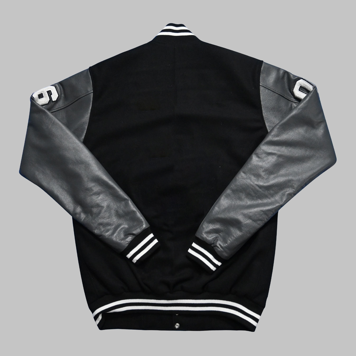 Varsity Jackets Black Wool And Gray Leather