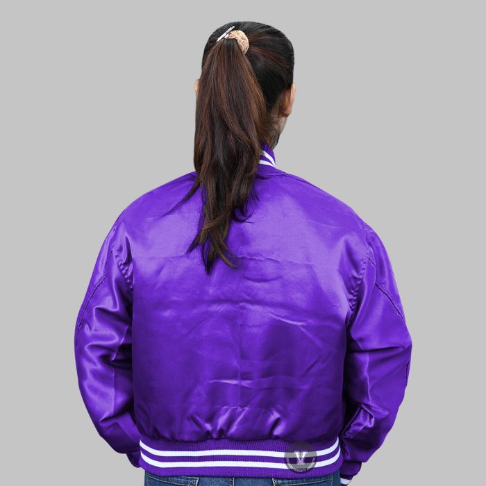 Purple Satin Baseball Jacket