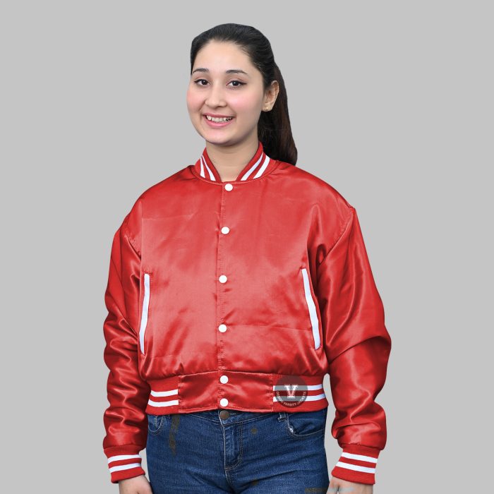 Red Satin Baseball Jacket