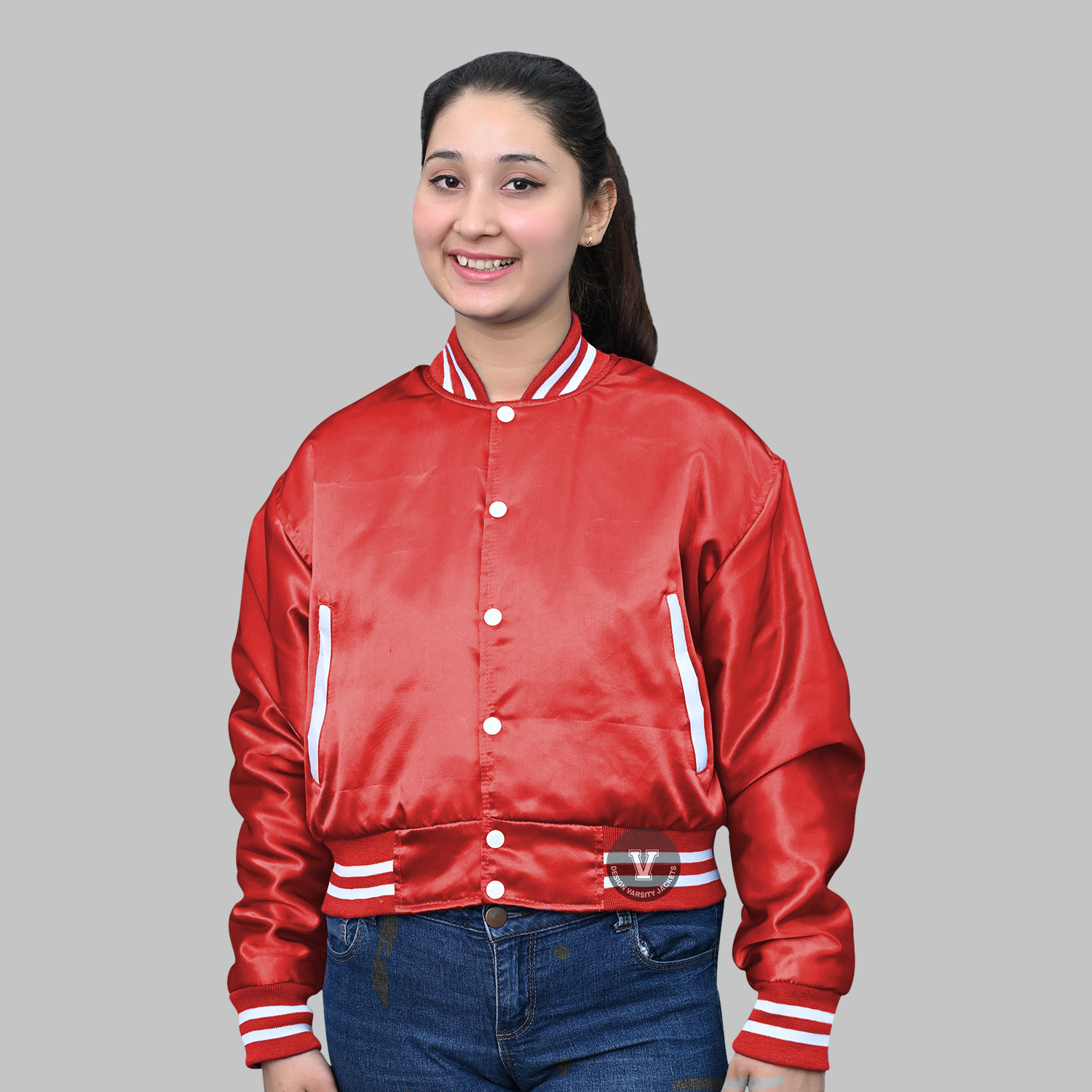 Red Satin Baseball Jacket