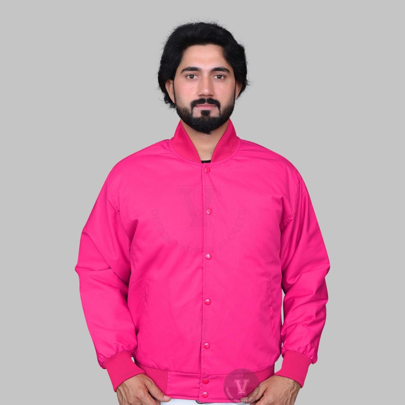 Men Pink Varsity Jacket