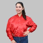 red satin varsity jacket