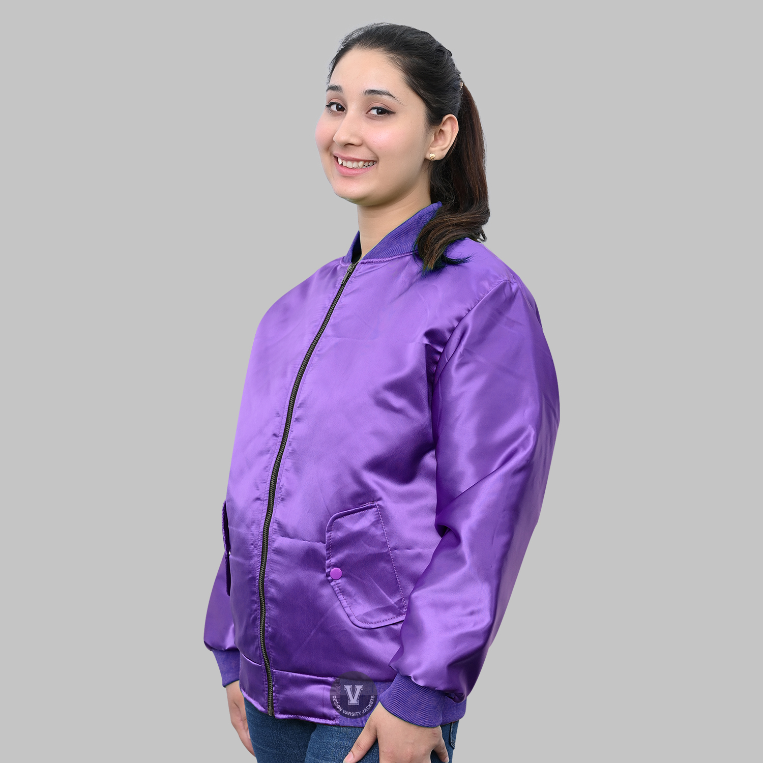 embroidered satin bomber jacket