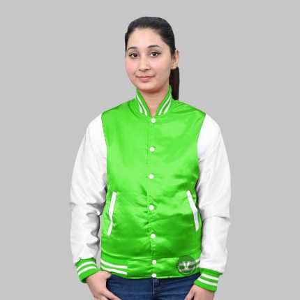 Green Satin Varsity Jacket