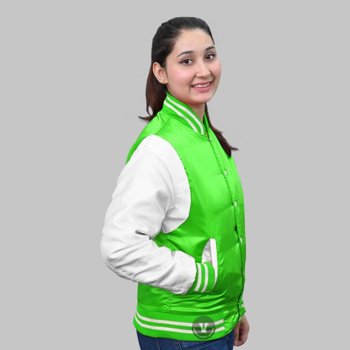 Green Satin Varsity JacketS