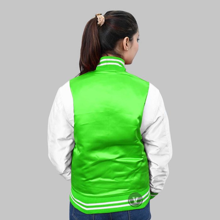 Green Satin Varsity Jacket