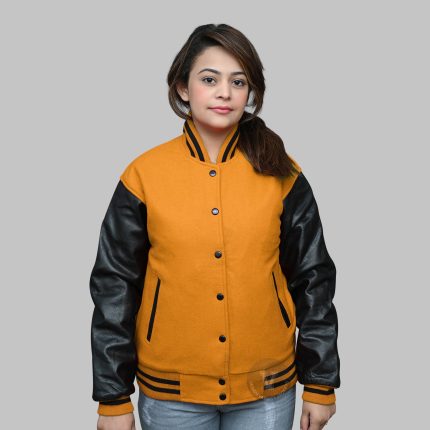 Design Varsity Jackets Orange and Black Letterman Jacket