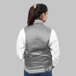 Grey Satin Varsity Jacket