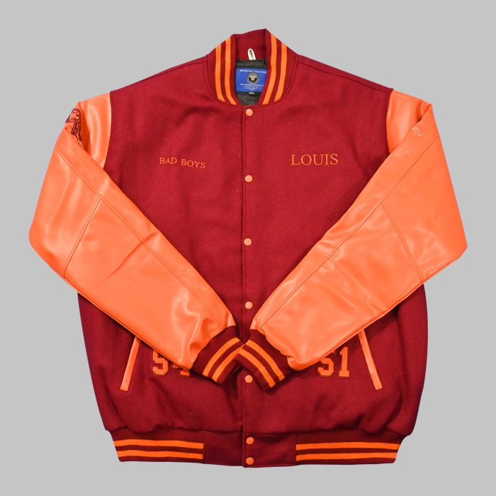 Maroon and Orange Varsity Jacket