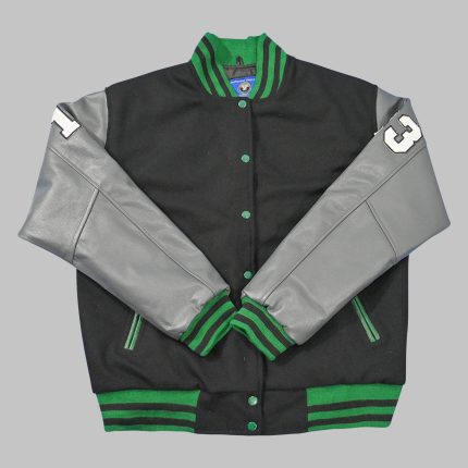 Dark Silver Grey Varsity Jacket