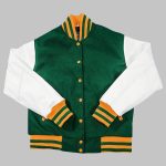 Green and White Letterman Jacket