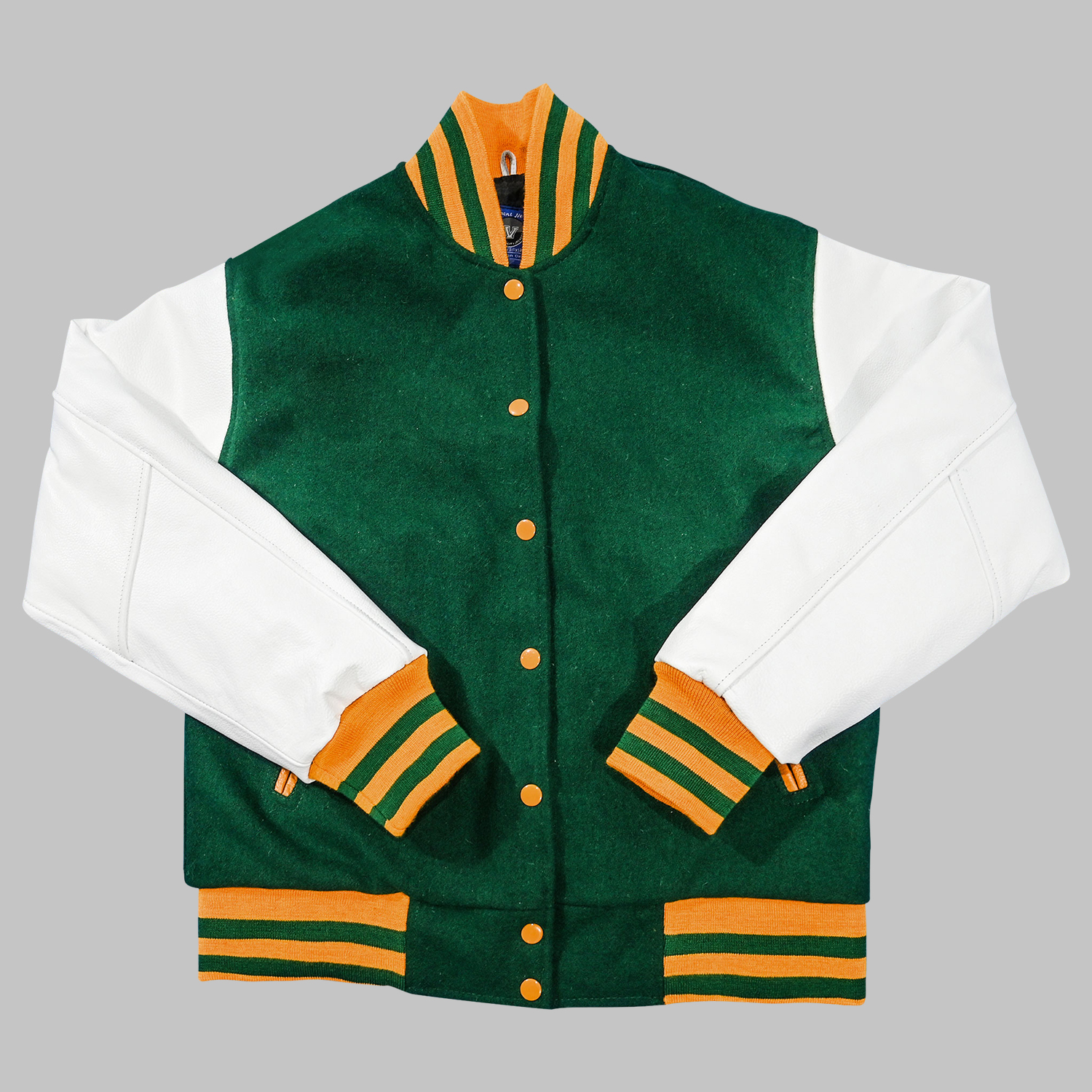 Green and White Letterman Jacket