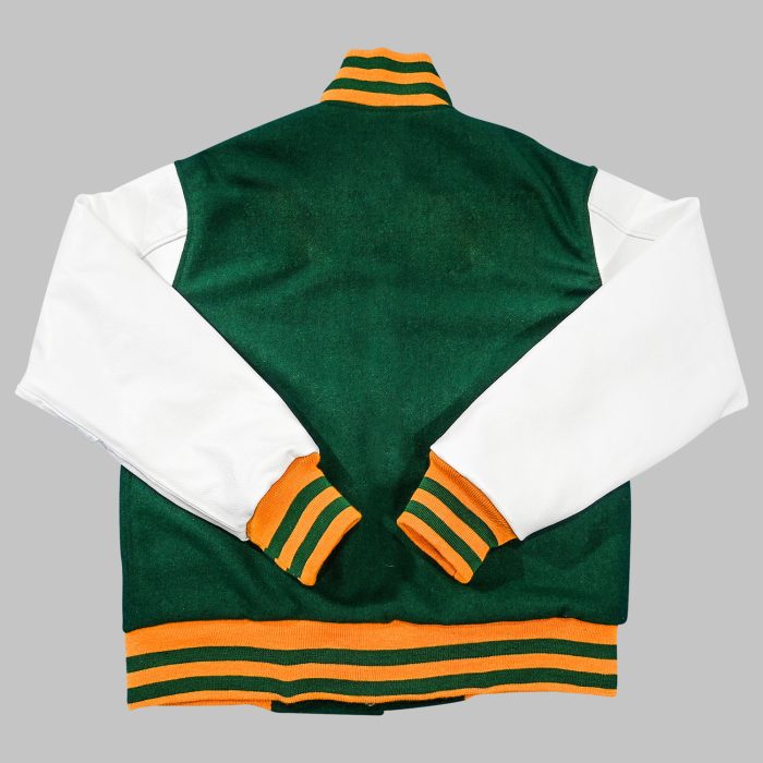 Green and White Letterman Jacket