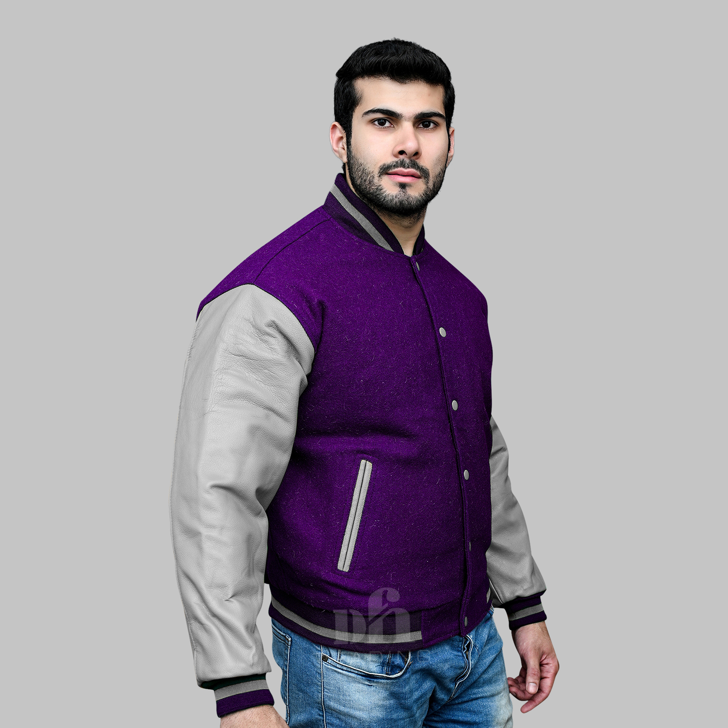 Purple and Grey Varsity Jacket