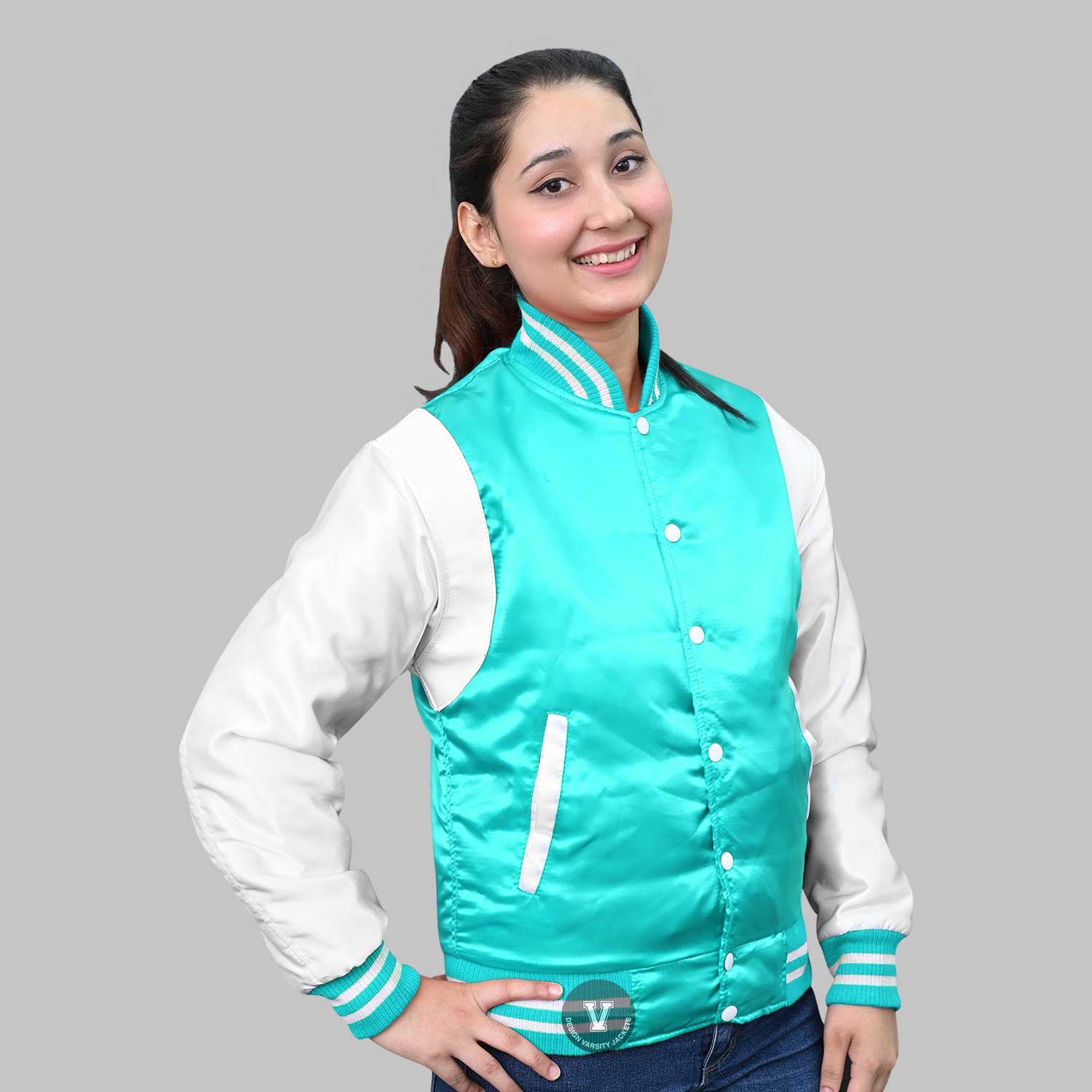 Satin Varsity Jacket Womens