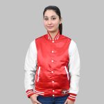 Red Satin Varsity Jacket
