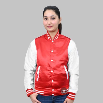 Red Satin Varsity Jacket