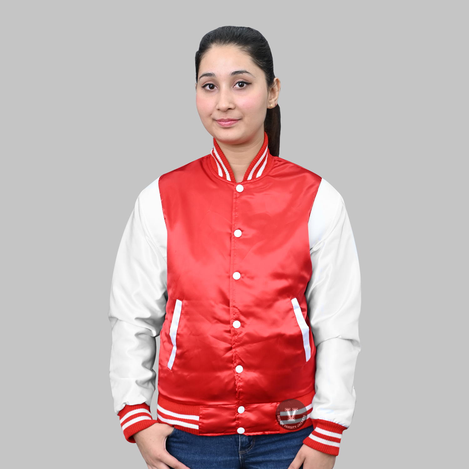 Red Satin Varsity Jacket