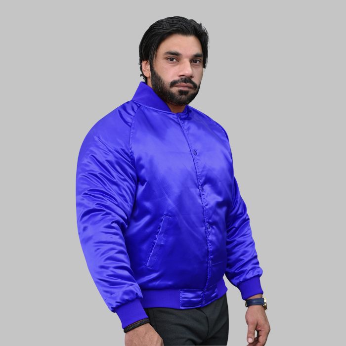 royal blue Satin Varsity Jacket