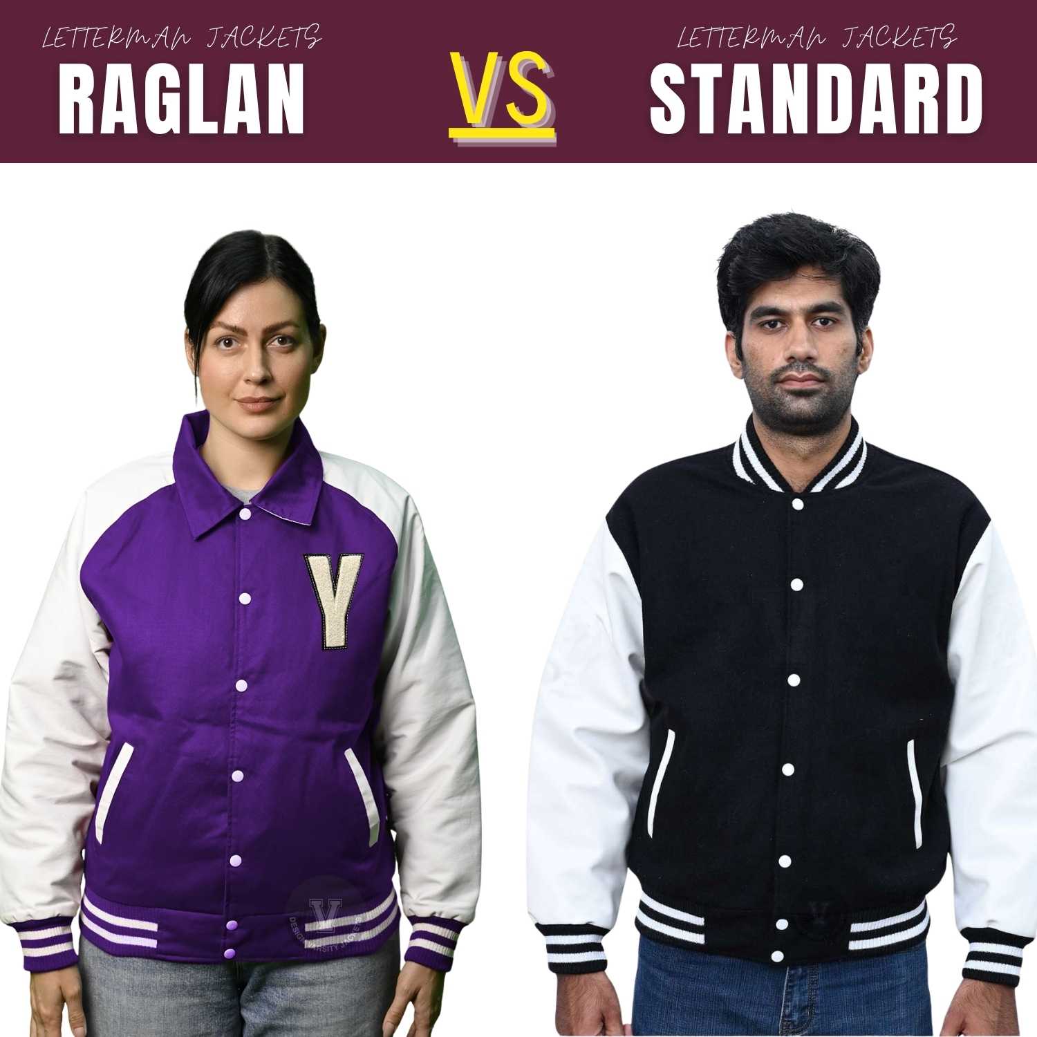 Raglan vs Standard Letterman Jacket Raglan vs Standard Letterman Jacket