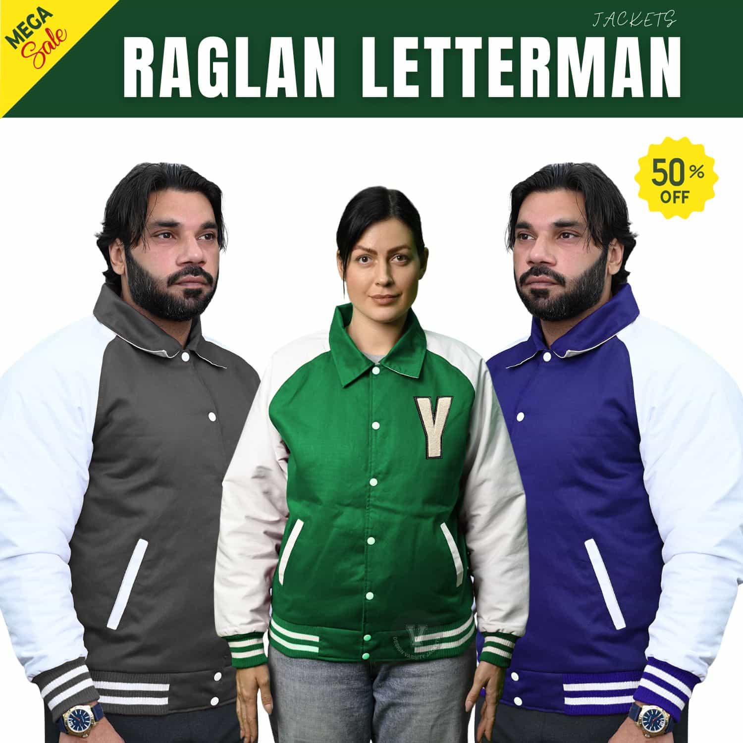custom raglan varsity jacket with chenille patches