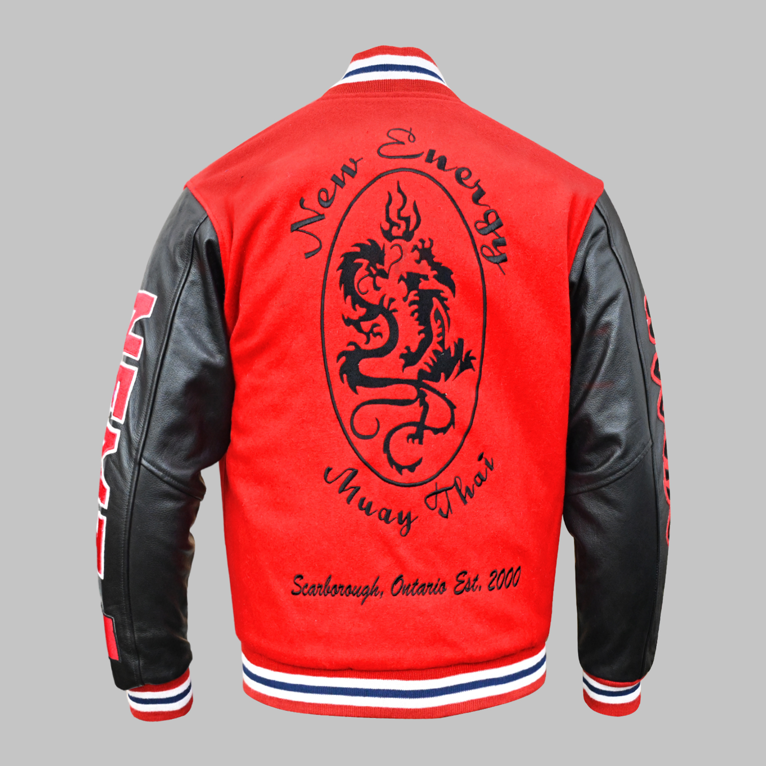 Custom Varsity Jacket Back with Embroidery and Team Logo