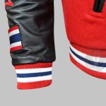 Striped Rib-Knit Leather Sleeves of Custom Varsity Jacket