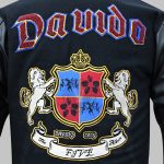 Chenille letters and embroidered logo on a personalized varsity jacket