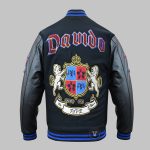 Chenille letters and embroidered logo on a personalized varsity jacket