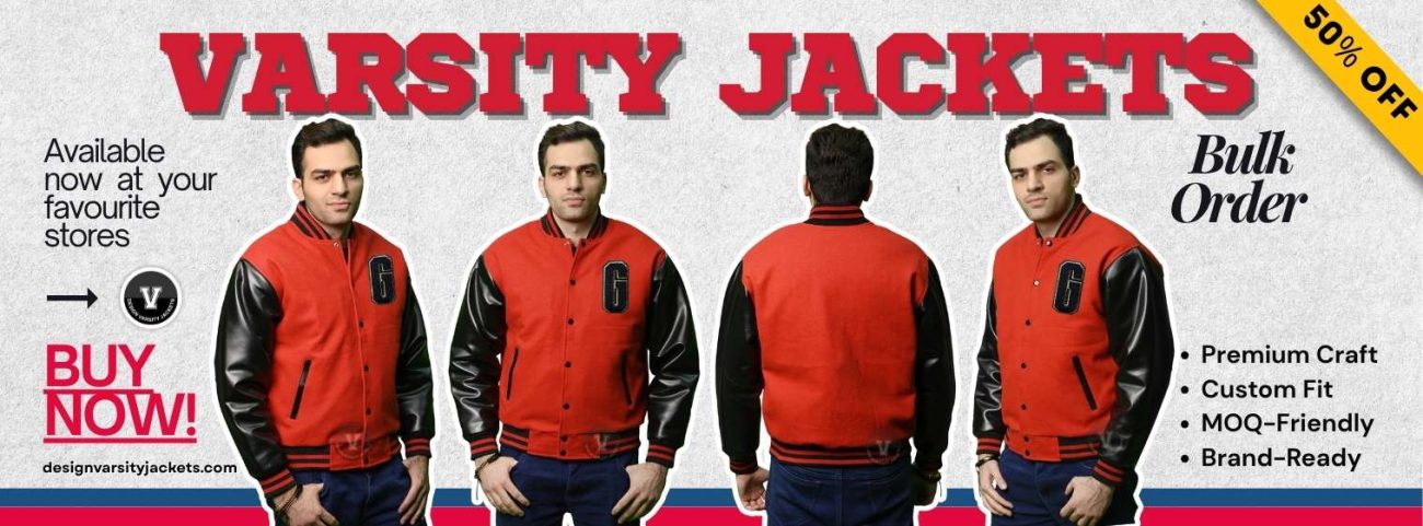 Red and Black Varsity Jacket Custom Design
