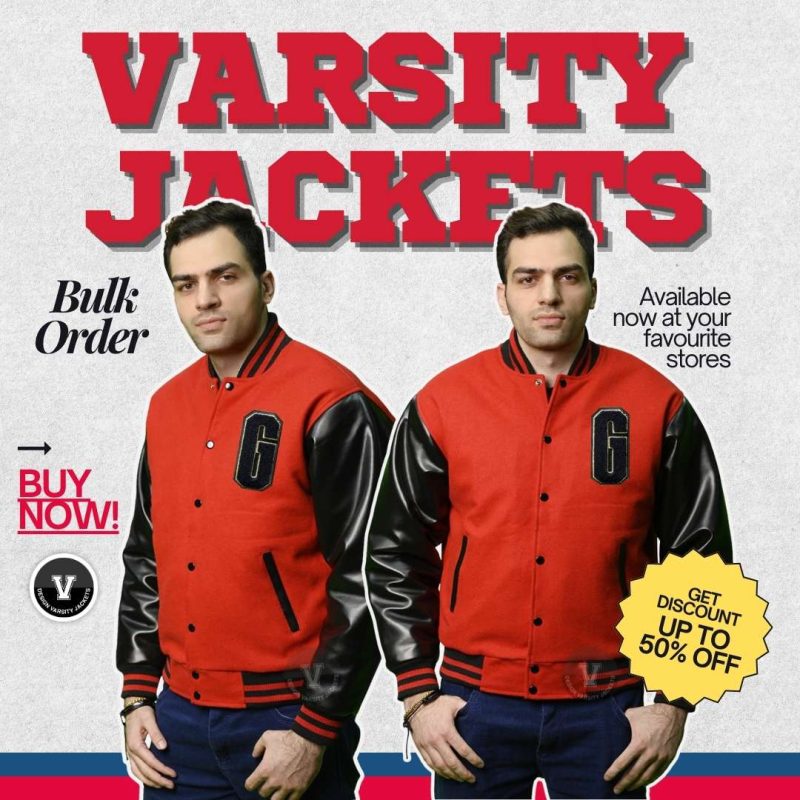 Red and Black Varsity Jacket Custom Design