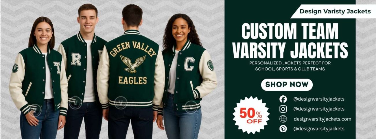 Green and White Varsity Jackets for Teams