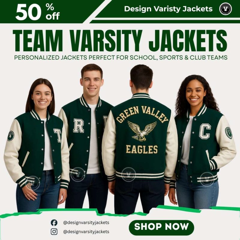 Green and White Varsity Jackets for Teams