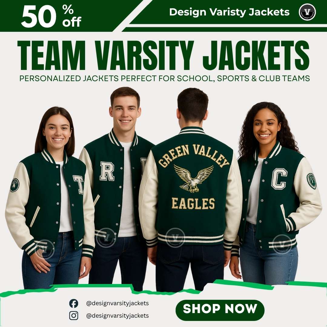 Design Varsity Jackets Green and White Varsity Jackets for Teams